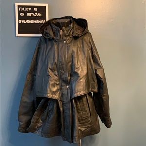 Vintage Leather Drawstring Jacket